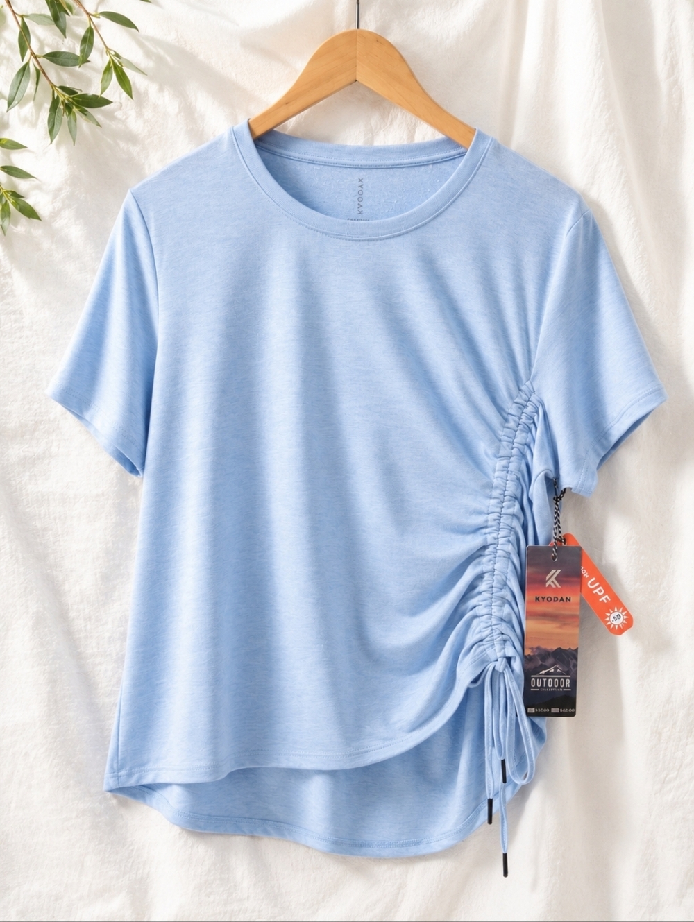 Kyodan Outdoor Collection Ruched Side Active Tee UPF 50 NWT XL Blue
